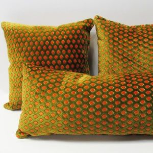 Beautiful green, orange retro cut-chenille pillows